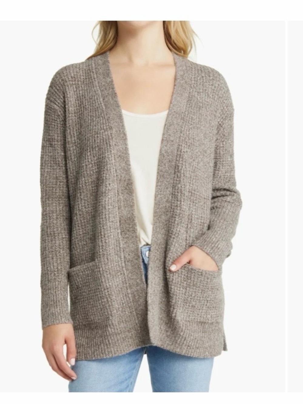 Caslon Taupe Open Front Cardigan Sweater. Women’s Size XL